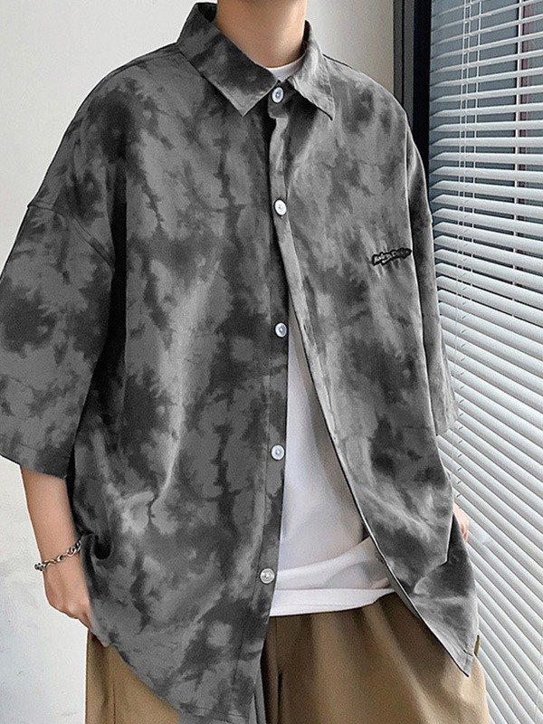 EMMIOL Men's Tie Dye Button Down Shirt