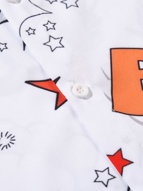 EMMIOL Button-Down-Hemd mit Boom-Graffiti-Print für Herren