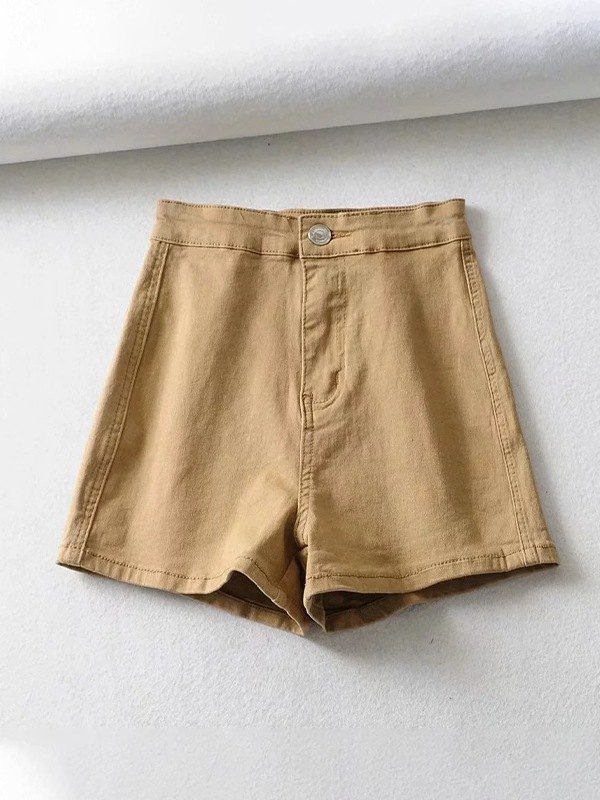 2022 Pantaloncini di jeans elasticizzati a vita alta Cachi L In Pantaloncini  Jeans Online Store. Best For Sale | Emmiol.com