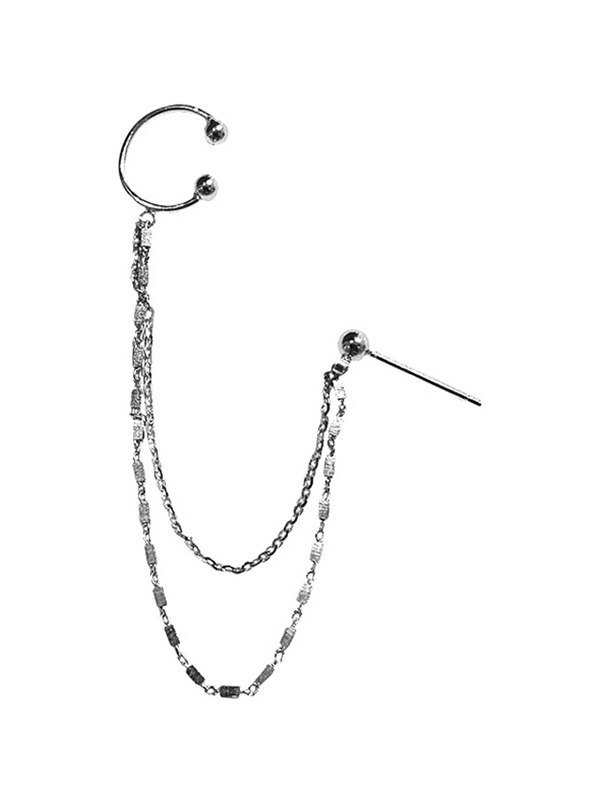 Emmiol Free shipping 2023 Chain Embellished Silver Earring Silver ONE