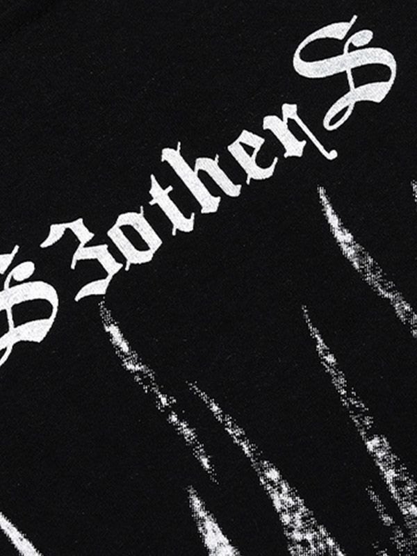 EMMIOL Camiseta con estampado de letras góticas punk salpicadas para hombre