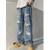 EMMIOL Men's Wash Frayed Ripped Jeans