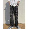 EMMIOL Zerrissene, ausgefranste Herren-Jeans in Waschung