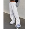 EMMIOL Pantalones jogger blancos de cintura alta divididos