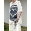 EMMIOL Camiseta con estampado de llamas y adorno de cadena para hombre