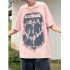 EMMIOL Camiseta con estampado de llamas y adorno de cadena para hombre