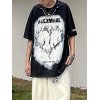 EMMIOL Camiseta con estampado de llamas y adorno de cadena para hombre