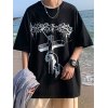 EMMIOL Camiseta con estampado de cruz gótica punk para hombre