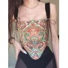 EMMIOL Vintage Print Tie Back Corset Top