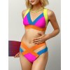 EMMIOL Farbblock-Bandage-Bikini-Set