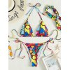 EMMIOL Geometric Print Lace Up Bikini Set
