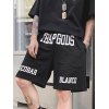 EMMIOL Shorts casuales rectos con estampado de letras para hombre