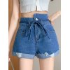 EMMIOL Shorts de mezclilla con dobladillo sin rematar con puños irregulares