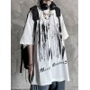 EMMIOL Camiseta con estampado de letras góticas punk salpicadas para hombre
