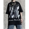 EMMIOL Camiseta con estampado de letras góticas punk salpicadas para hombre