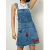 EMMIOL Schmetterlings-Denim-Overallkleid mit ungesäumtem Saum