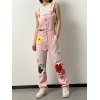 EMMIOL Denim-Latzhose mit geknöpftem Blumendruck