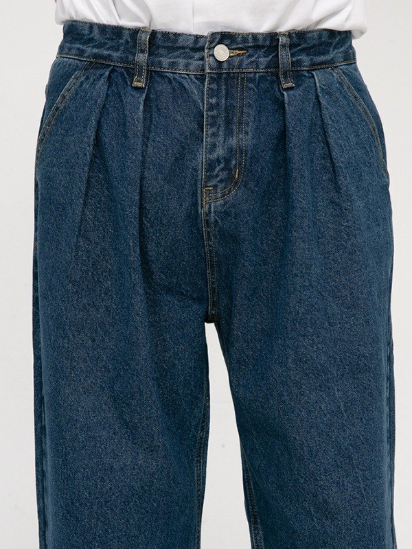 EMMIOL Jeans sueltos plisados lavados para hombre