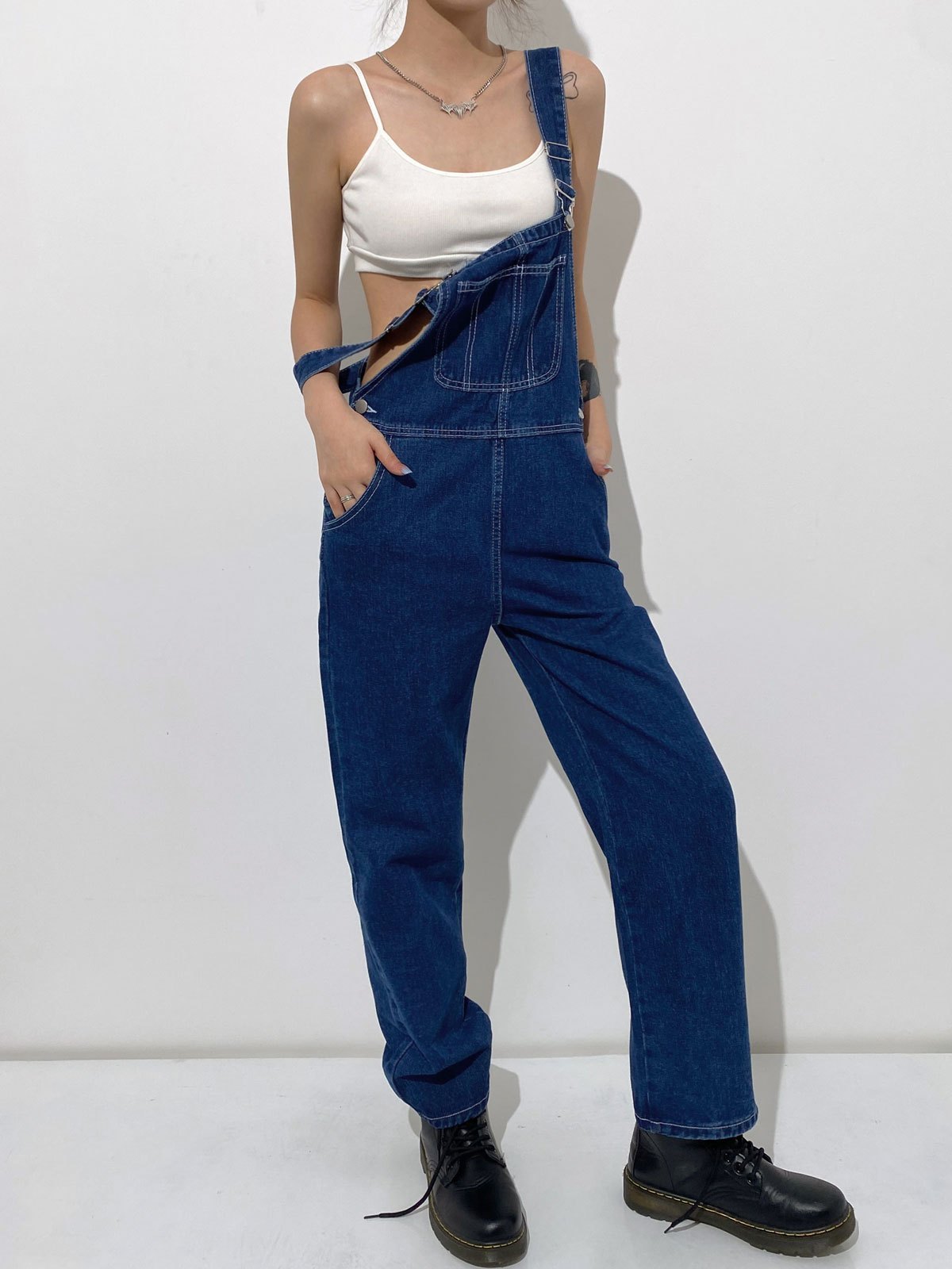 EMMIOL Vintage Pocket Denim Overall Jeans