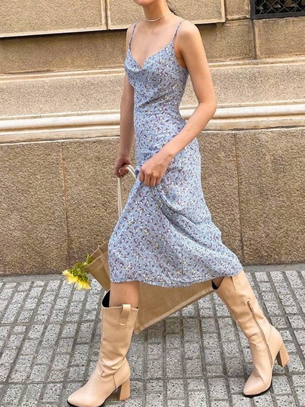 EMMIOL Vestido maxi floral largo de verano