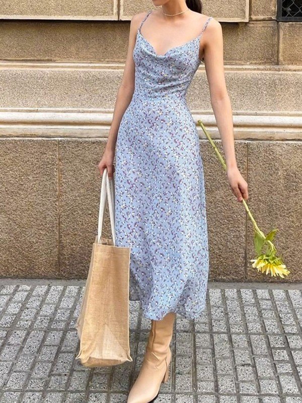 EMMIOL Vestido maxi floral largo de verano