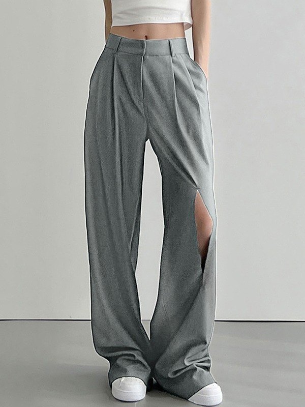 EMMIOL Pantalones de vestir plisados recortados