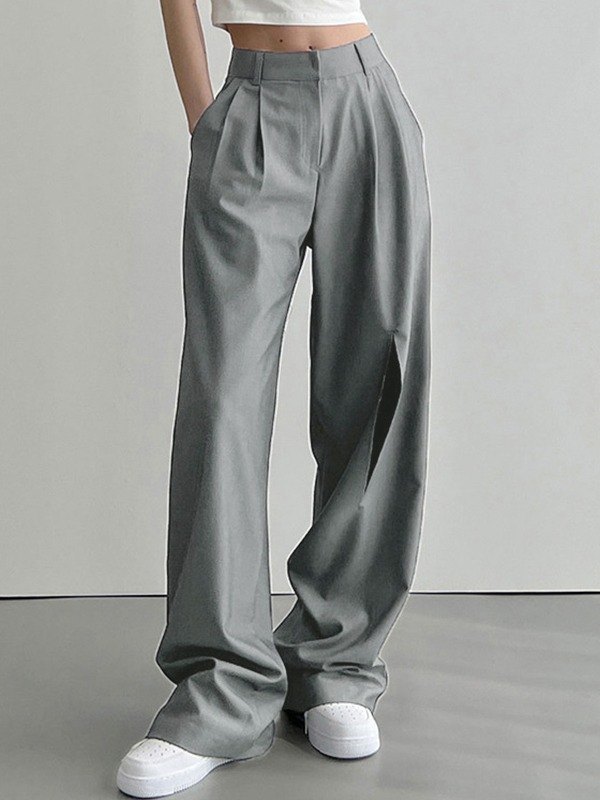 EMMIOL Pantalones de vestir plisados recortados