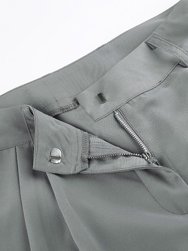 EMMIOL Pantalones de vestir plisados recortados