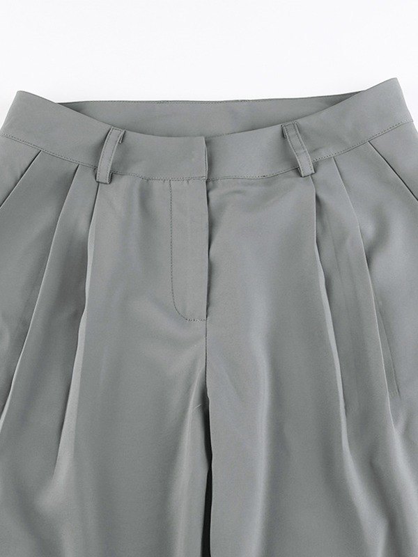 EMMIOL Pantalones de vestir plisados recortados