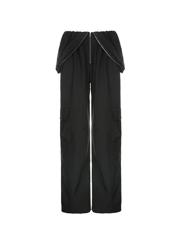 EMMIOL Zipper Fold Over Waist Baggy Cargo Pants