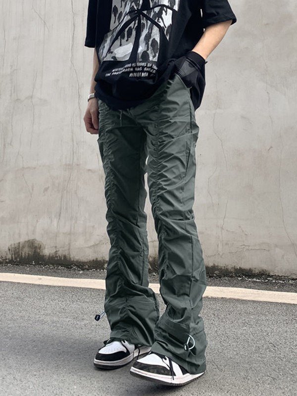 EMMIOL Pantalones cargo acampanados al tobillo fruncidos para hombre