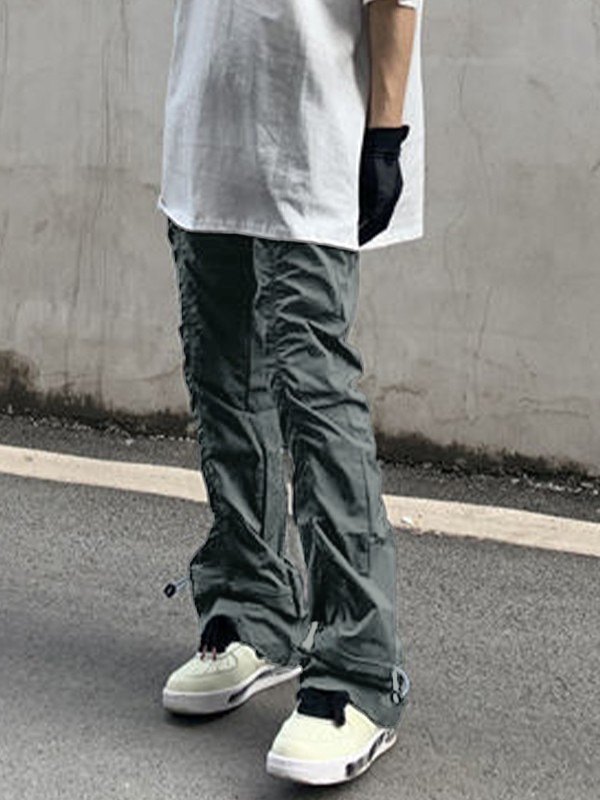 EMMIOL Pantalones cargo acampanados al tobillo fruncidos para hombre