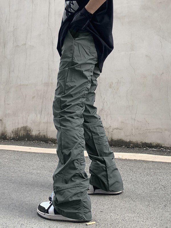 EMMIOL Pantalones cargo acampanados al tobillo fruncidos para hombre