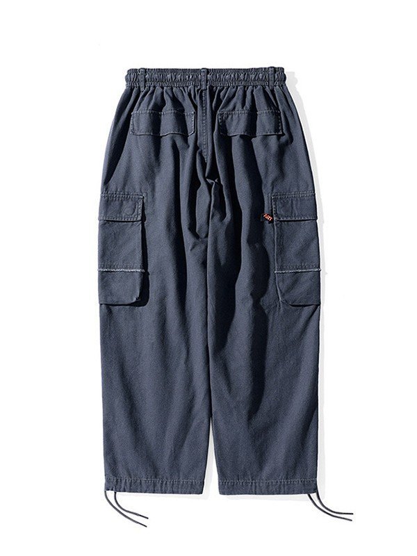 EMMIOL Pantalones cargo holgados con ribete deshilachado para hombre