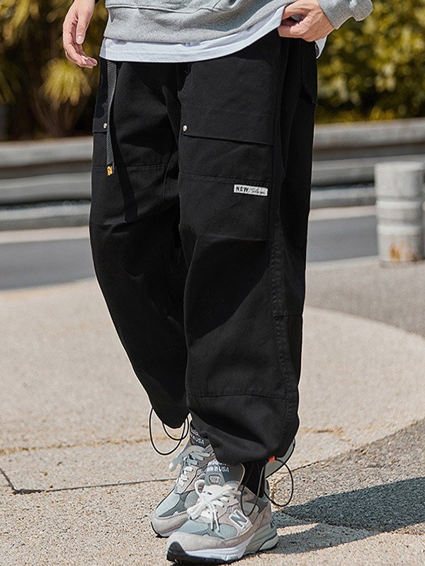 Indicode Rocky - Pantaloni Cargo Uomo Con Cintura - Per Tempo Libero, Trekking E Outdoor - Chiusura Con Fibbia - Colore Nero, XXXL