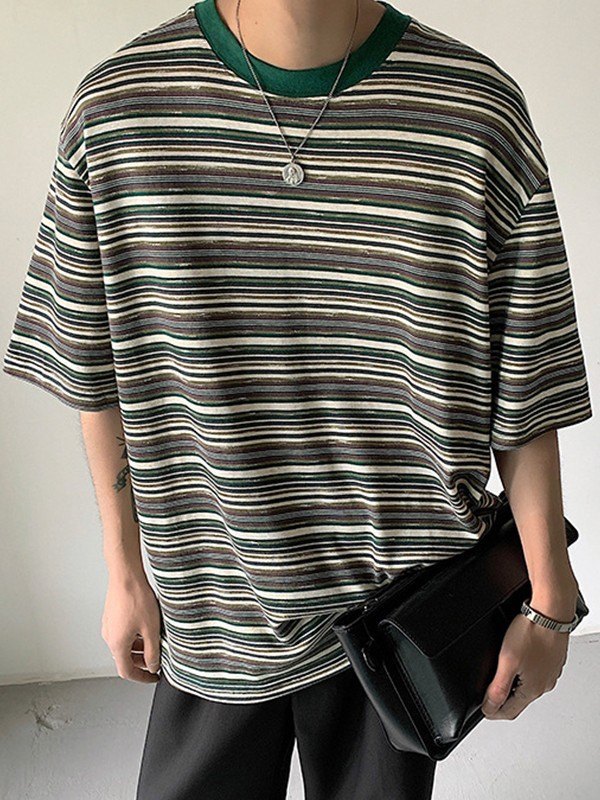 EMMIOL Men's Vintage Mix Striped Tee