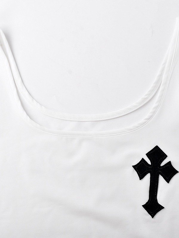 EMMIOL Cross Patch White Tank Top