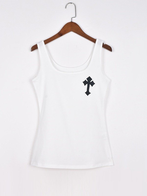 EMMIOL Cross Patch White Tank Top
