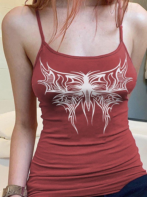 EMMIOL Top de tirante de mariposa grunge