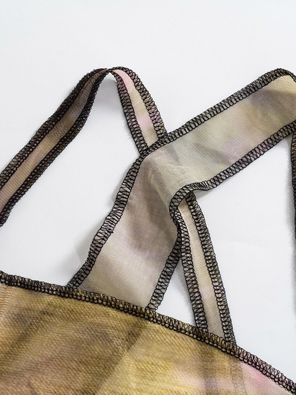 EMMIOL Cross Back Asymmetric Mesh Tank Top