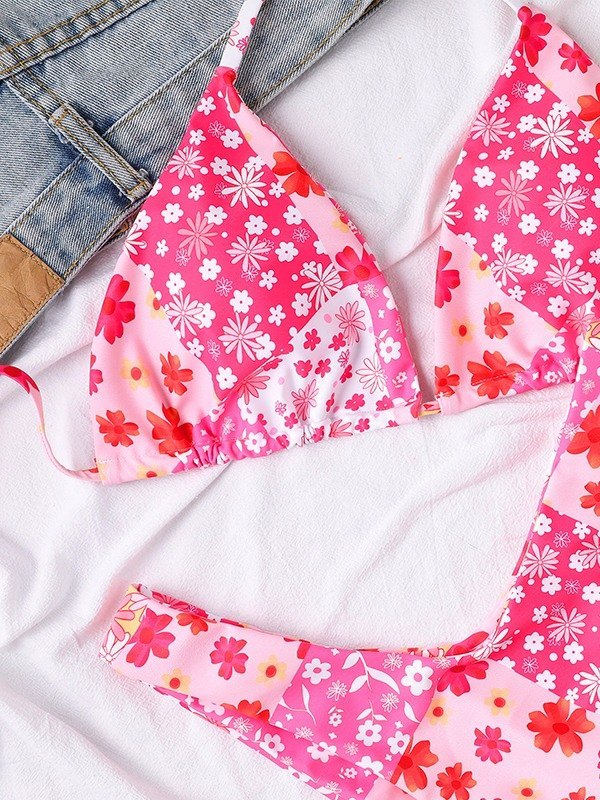 EMMIOL Color Block Floral Bikini Set