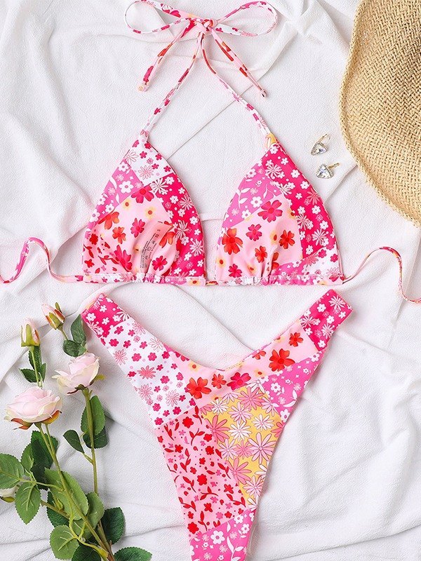 EMMIOL Color Block Floral Bikini Set