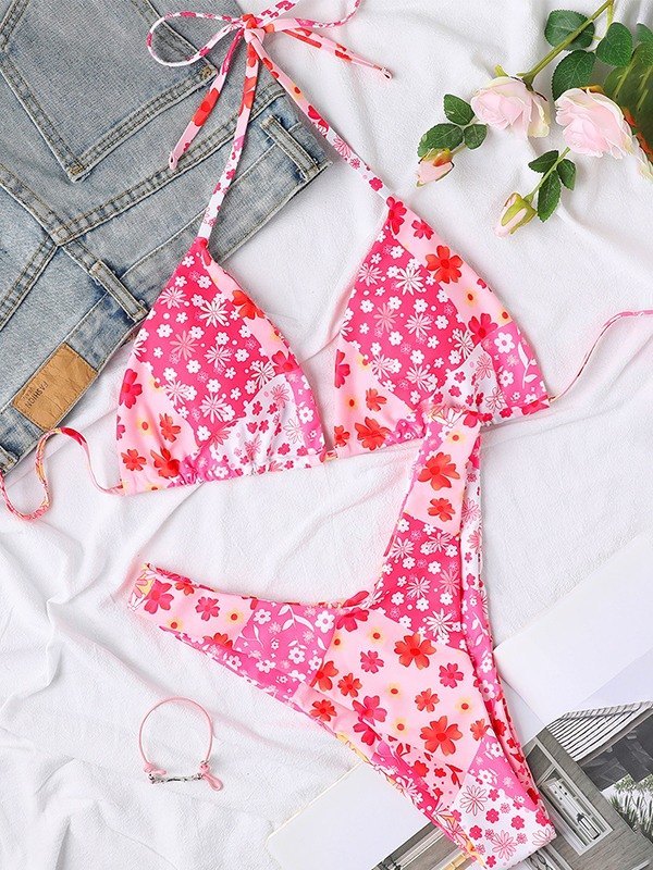 EMMIOL Color Block Floral Bikini Set