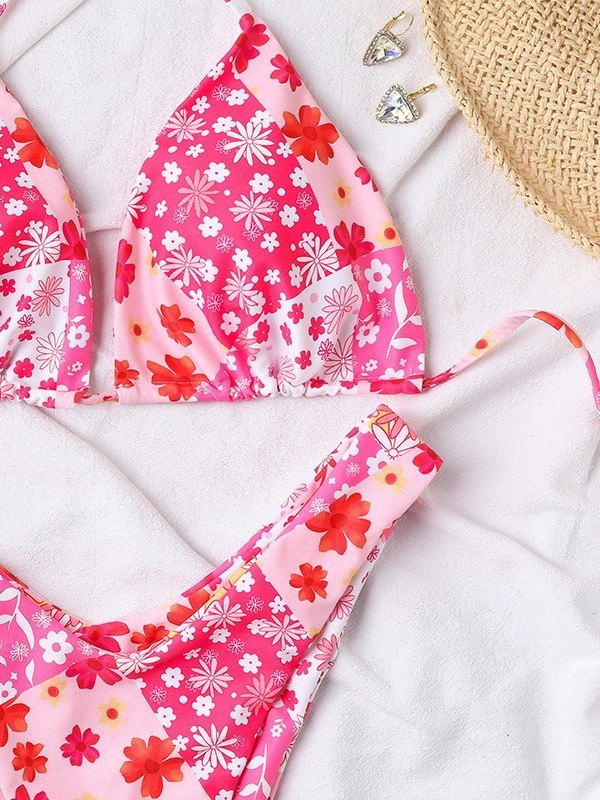 EMMIOL Color Block Floral Bikini Set