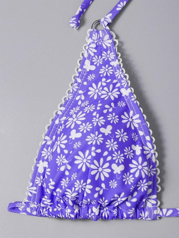 EMMIOL Lace Trim Floral Bikini Set