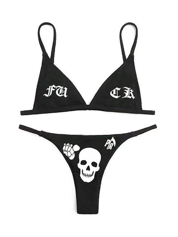 EMMIOL Set bikini a triangolo con teschio punk