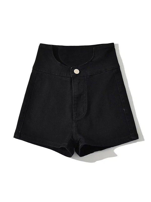 EMMIOL Asymmetric Stretch Skinny Denim Shorts
