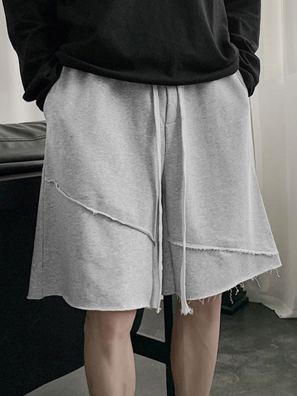 2022 Men's Raw Hem Jogger Shorts Gray L 