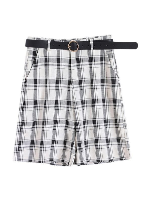 EMMIOL Knee Length Checkered Casual Shorts