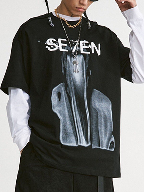 EMMIOL Camiseta con estampado abstracto vintage para hombre